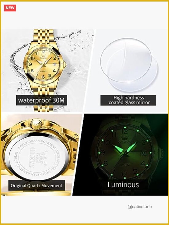 Analog Quartz Stainless Steel Women\'s Watch with Date - Water Resistant Luminous main image 4